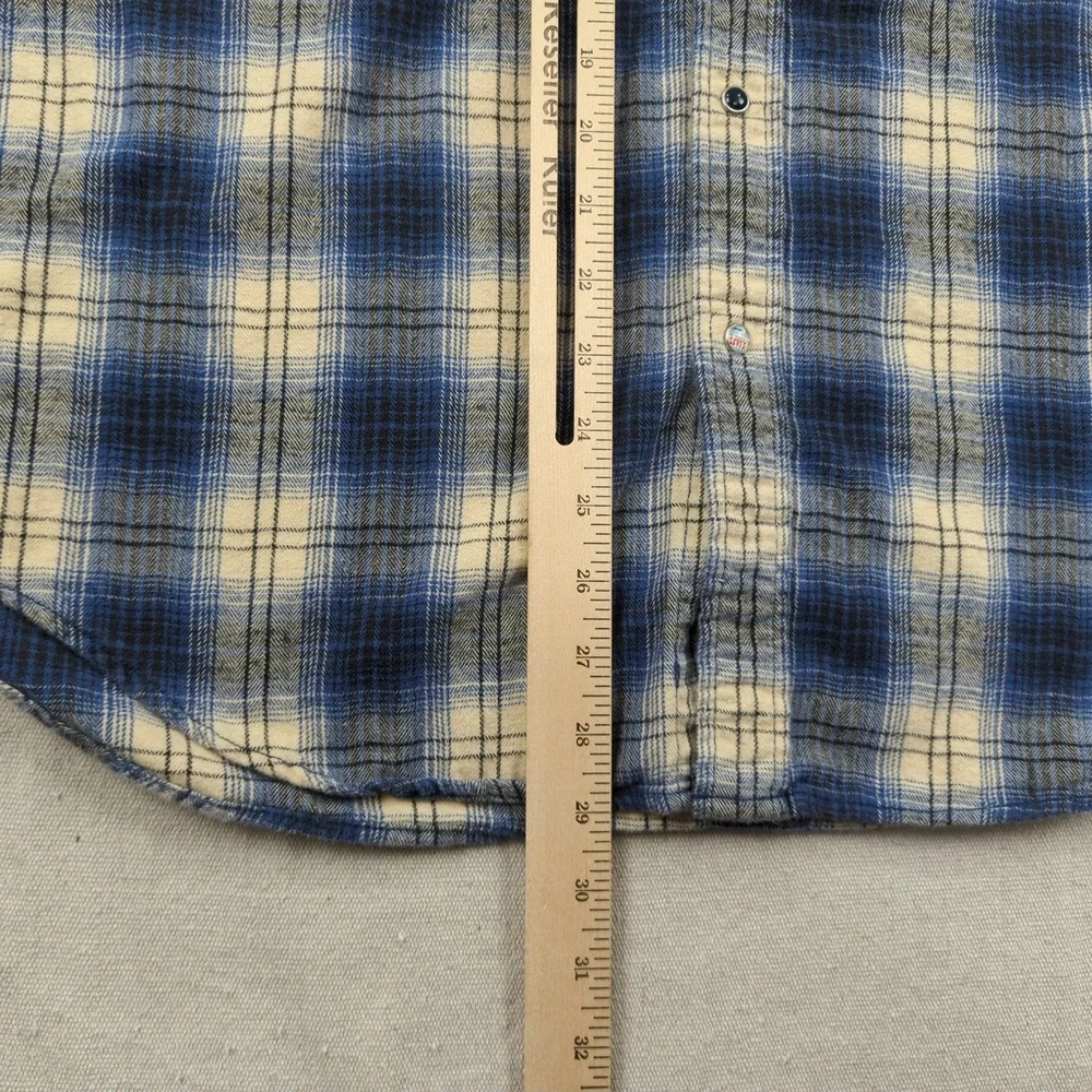 Levis Shirt Mens 2XL Blue Plaid Flannel Pearl Snap Western‎ Cowboy Rodeo